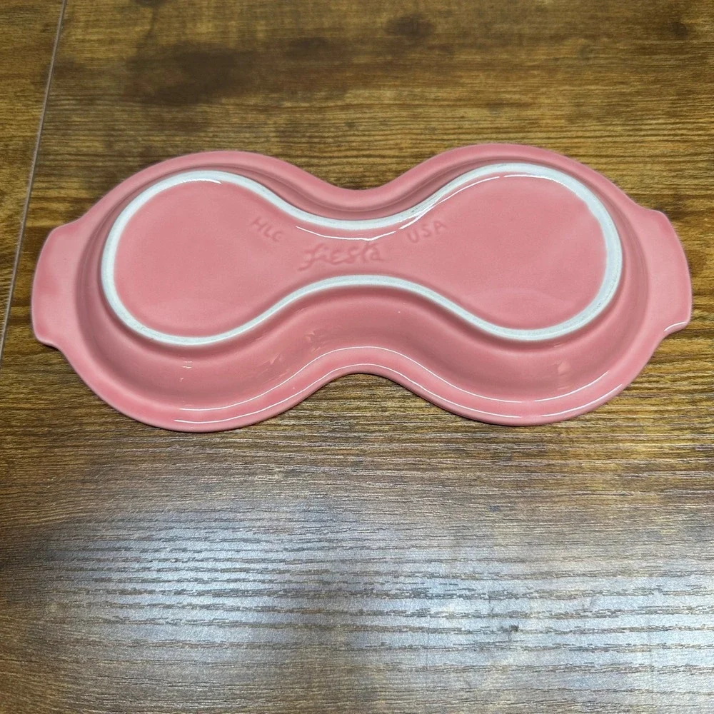 Fiesta HLC USA Pink Ceramic Figure 8 Divided Relish Tray Serving Dish